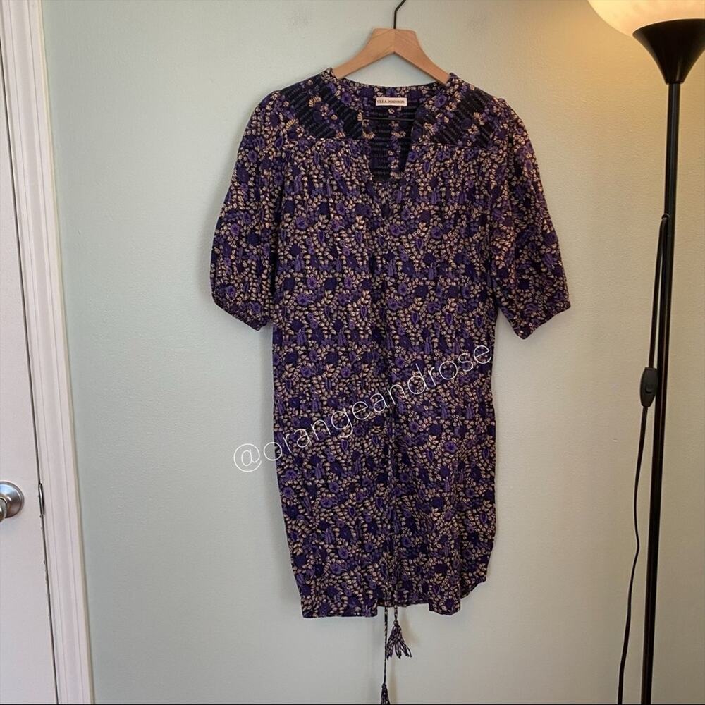 Ulla Johnson Purple Black Cotton Quilted Mini Dress 2 - Picture 4 of 16